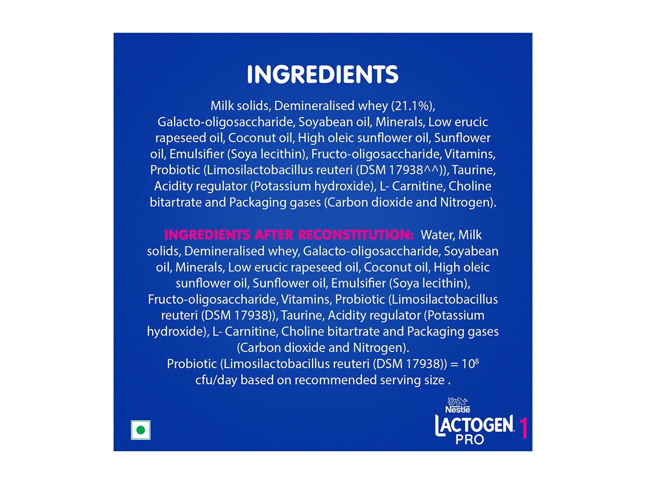 Nestlé Lactogen Pro 1 400 Grams Ingredients