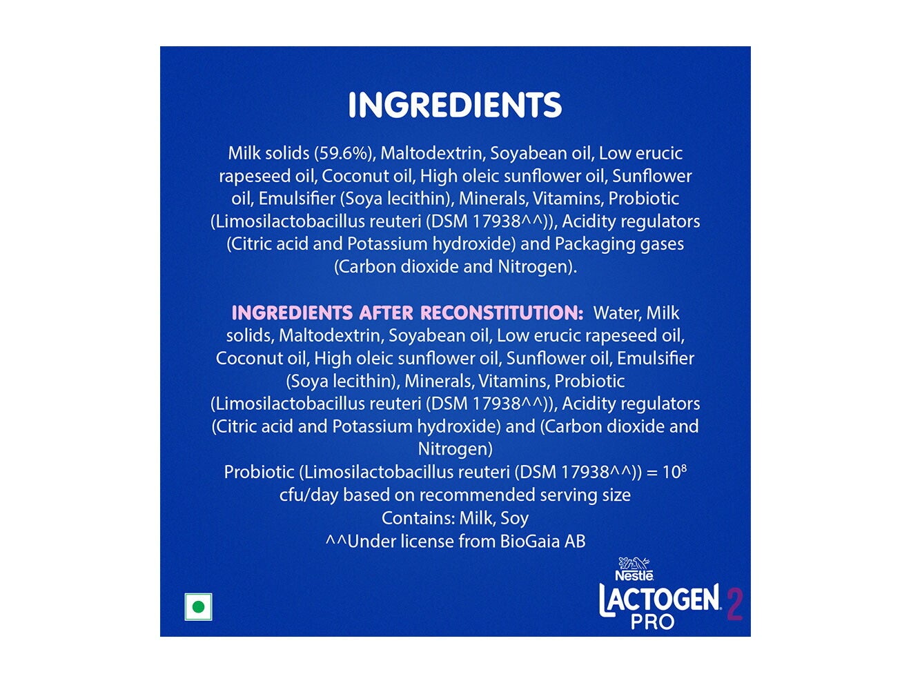 Nestlé Lactogen Pro 2 Ingredients