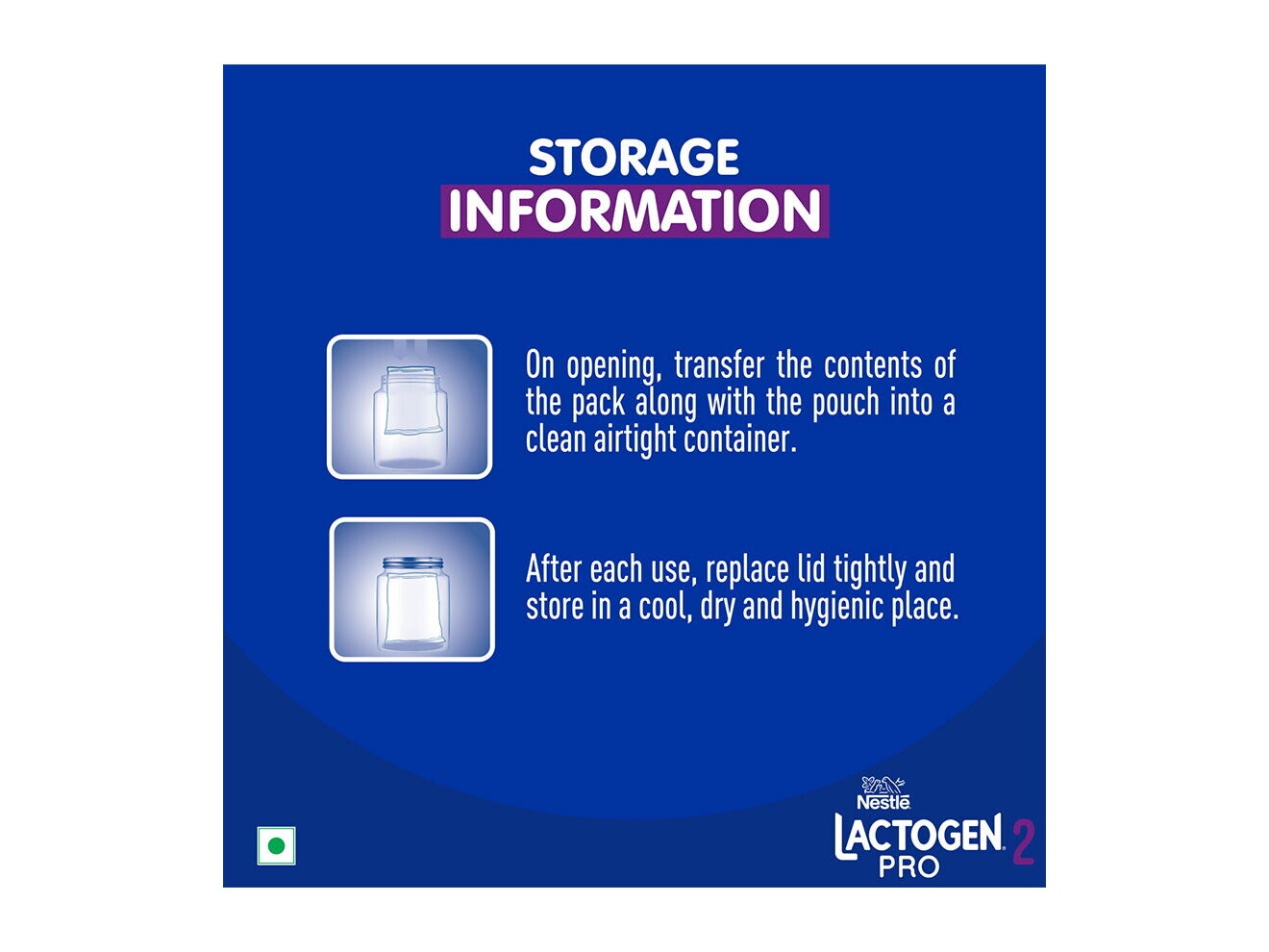 Nestlé Lactogen Pro 2 Storage Information