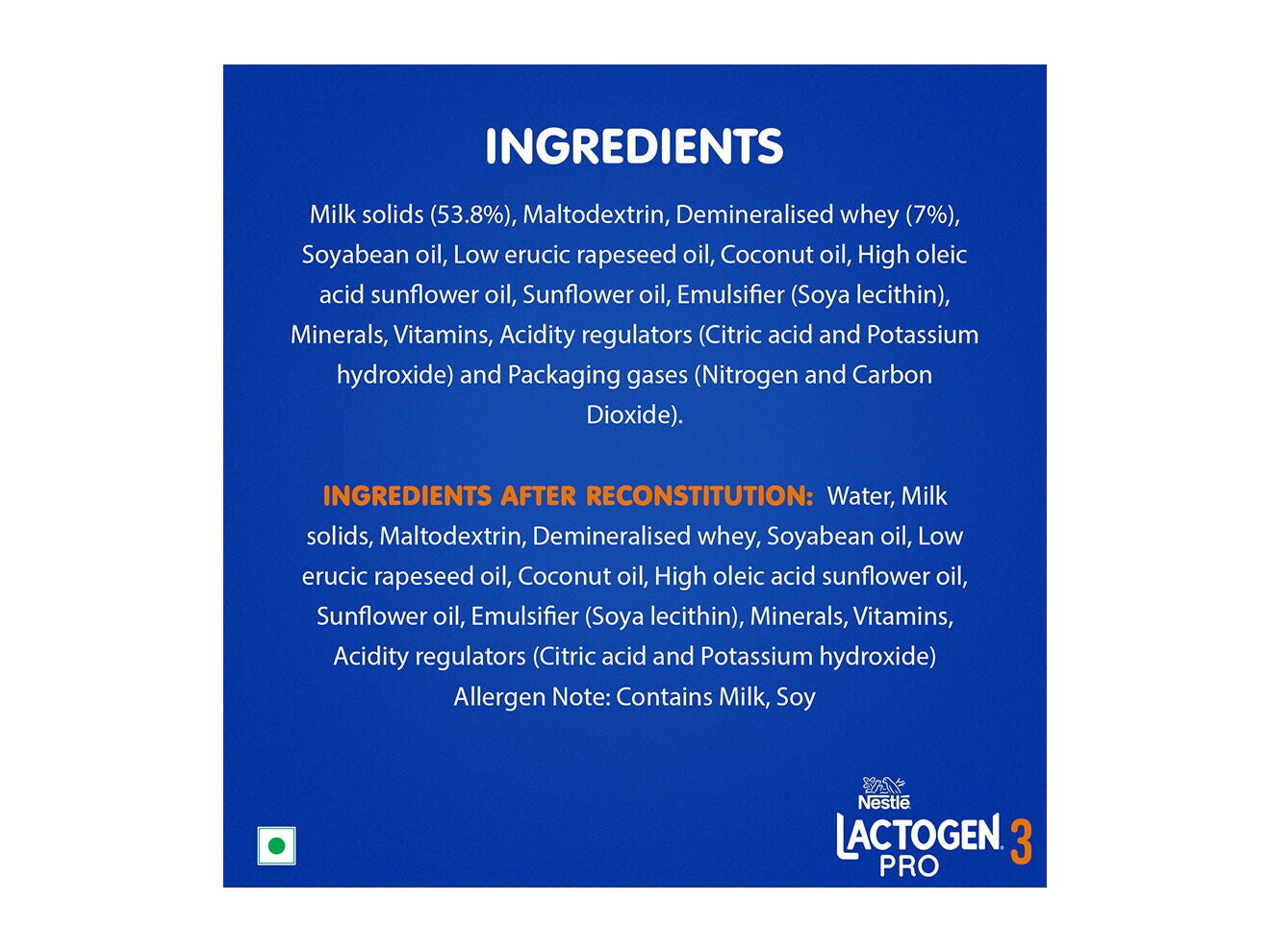 Nestlé Lactogen Pro 3 Ingredients