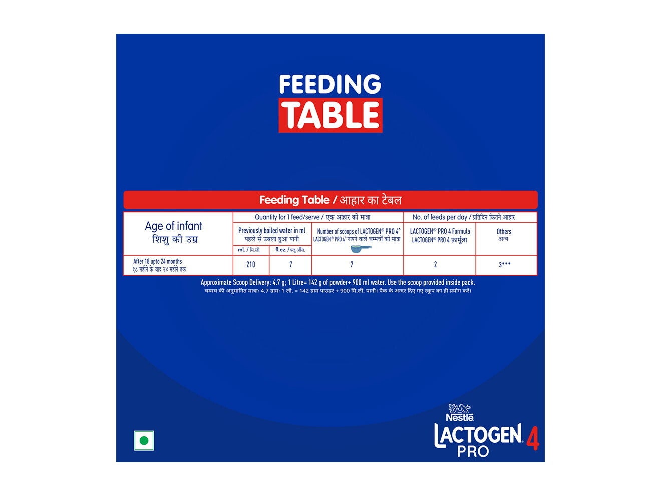 Nestlé Lactogen Pro 4 Feeding Table
