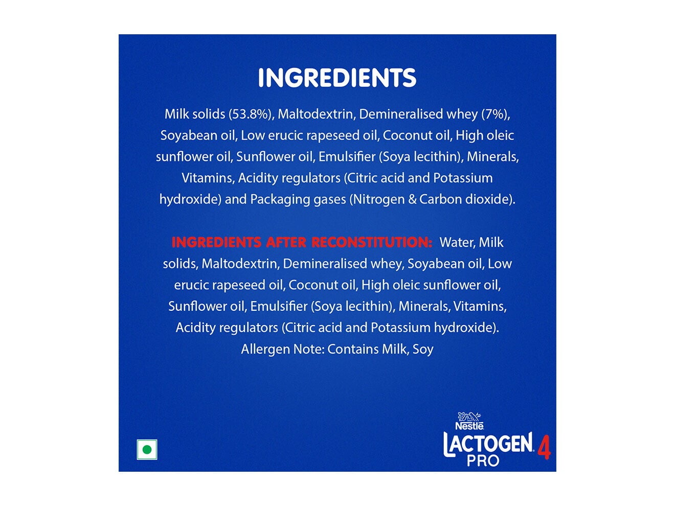 Nestlé Lactogen Pro 4 Ingredients