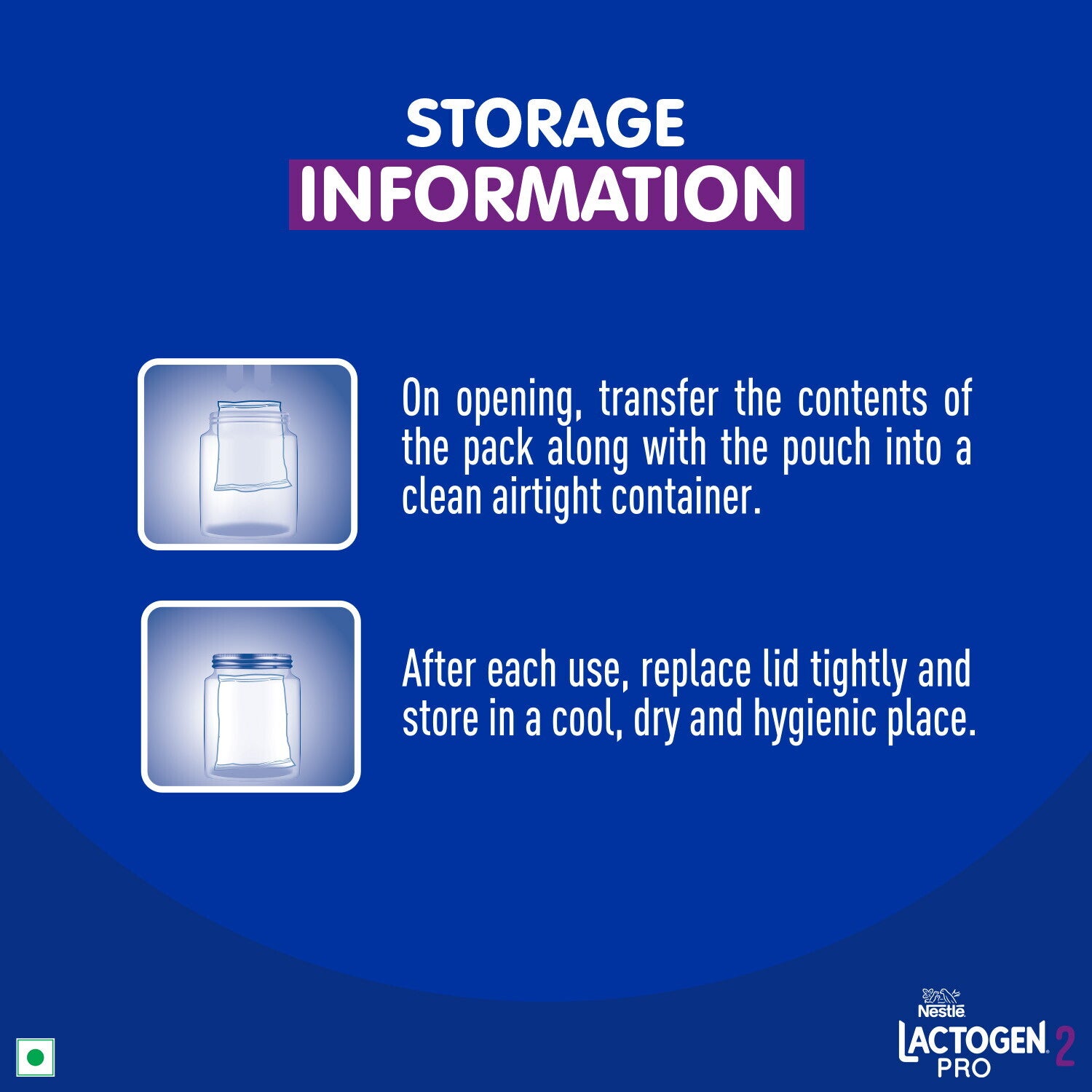 Nestlé Lactogen Pro 2 1.2Kg Storage Information