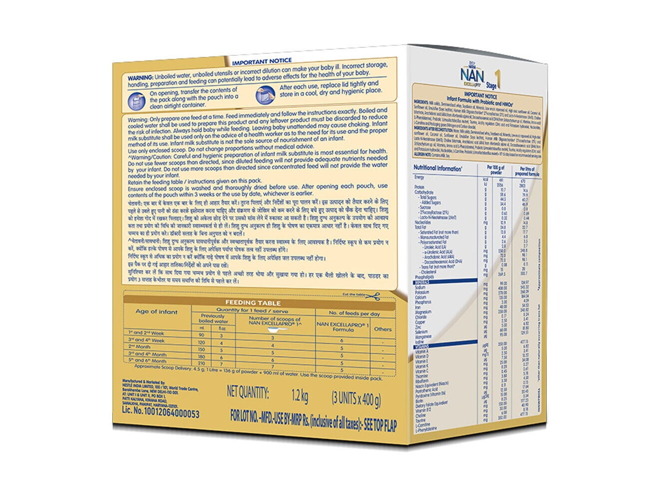 Nestlé Nan Excella Pro 1.2 Kgs Back