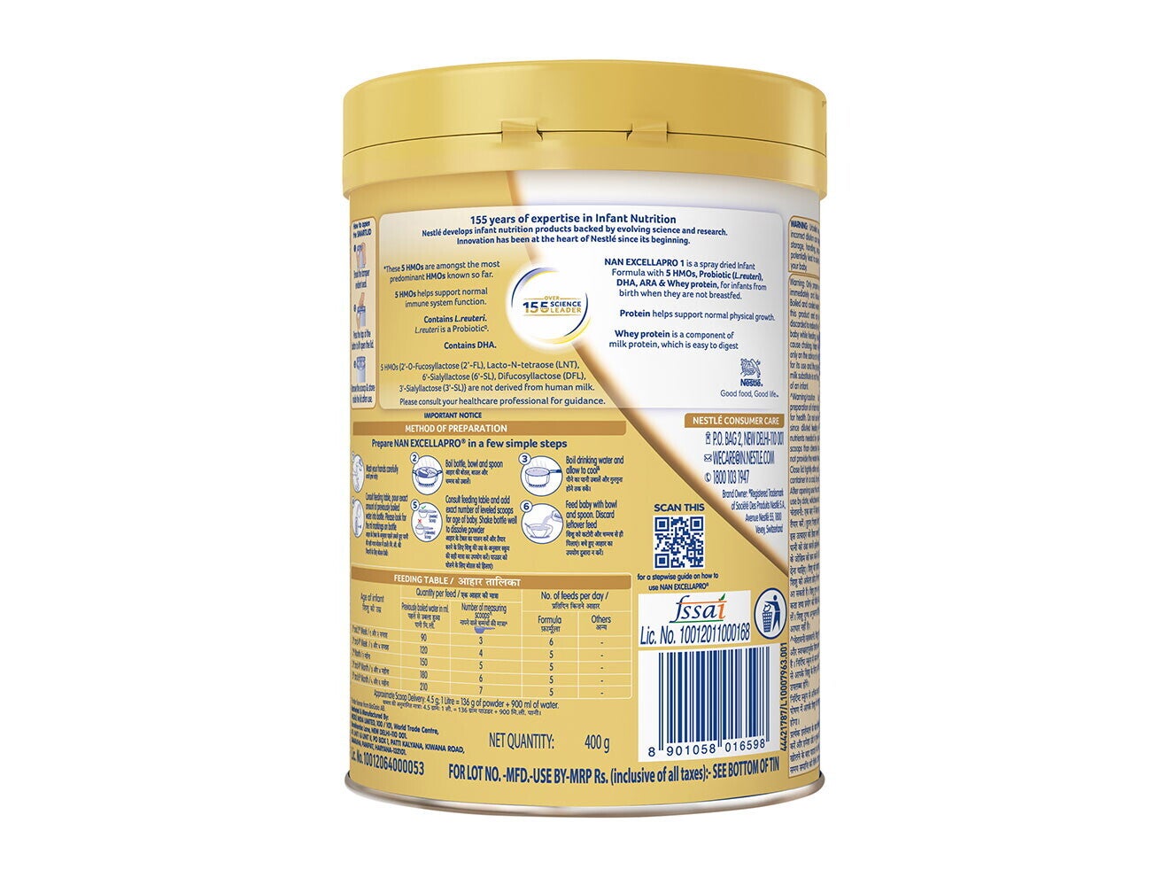 Nestlé Nan Excella Pro 400 Grams Tin Back