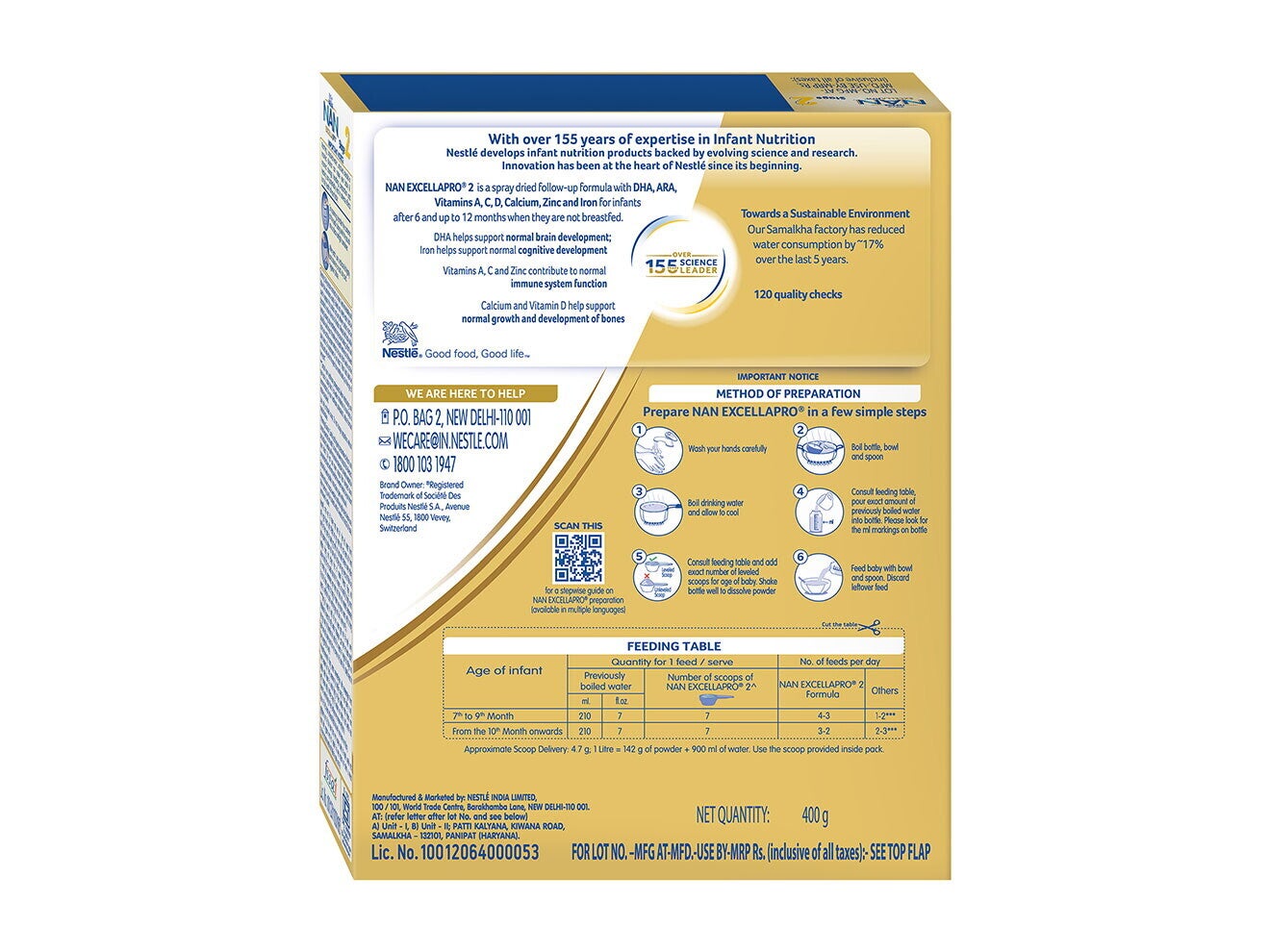 Nestlé Nan Excella Pro Stage 2 400 Grams Back