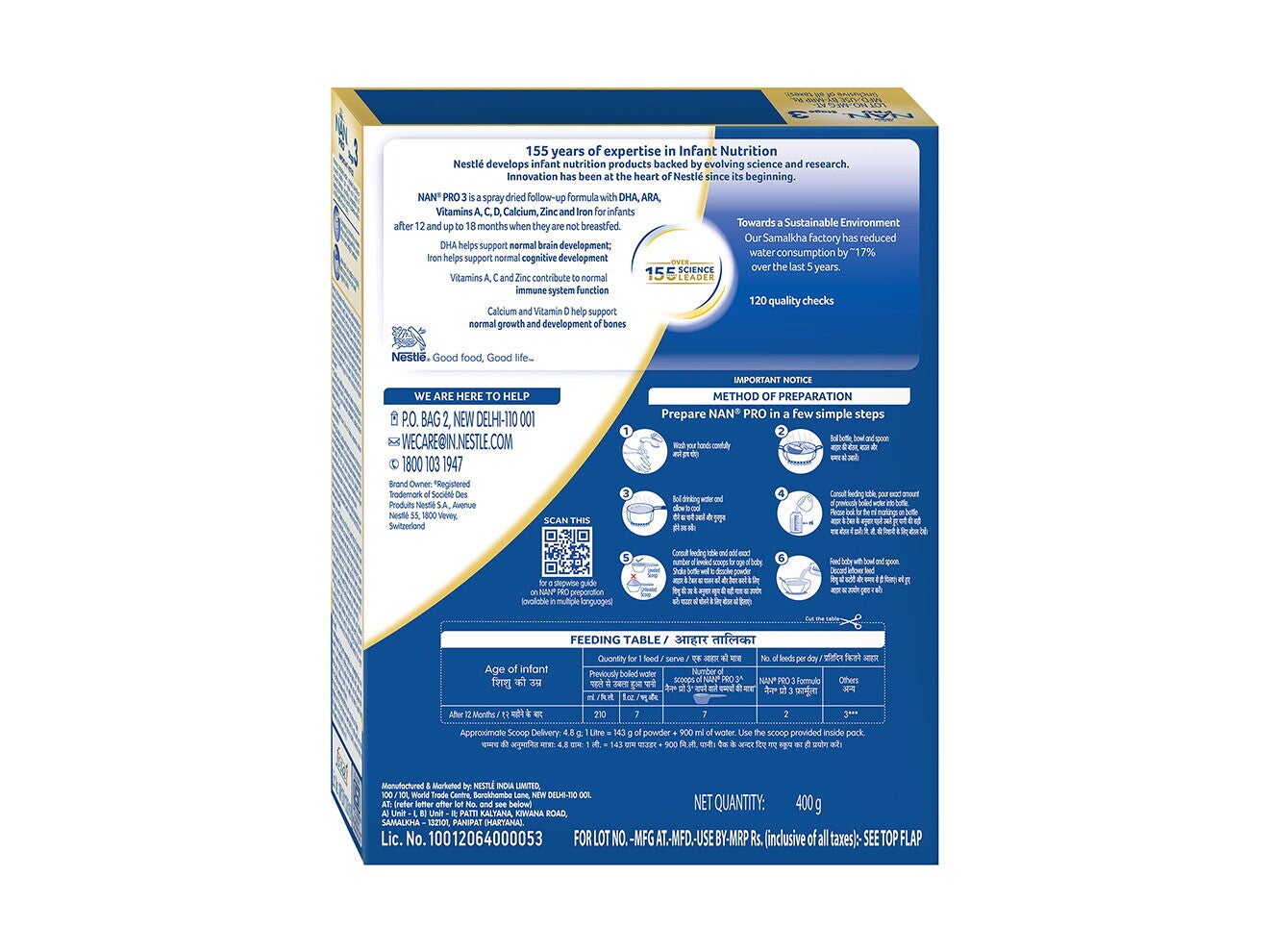 Nestlé Nan Pro Stage 3 400 Grams Back