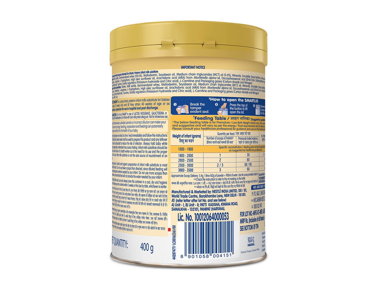 Nestlé Pre Nan 400 Grams Tin Back