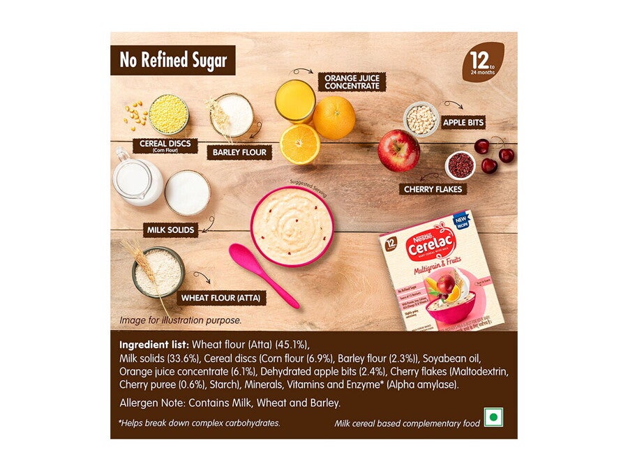 Cerelac-Multigrain-and-Fruits-No-refined-sugar---Ingredients