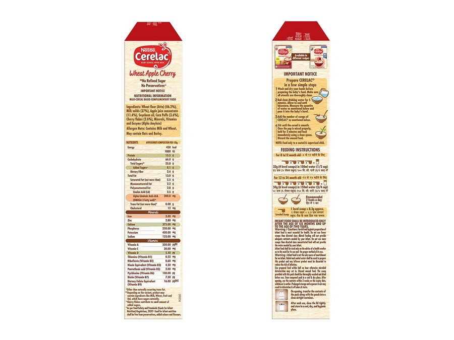 Cerelac Wheat Apple Cherry No Refined Sugar side 1320X990