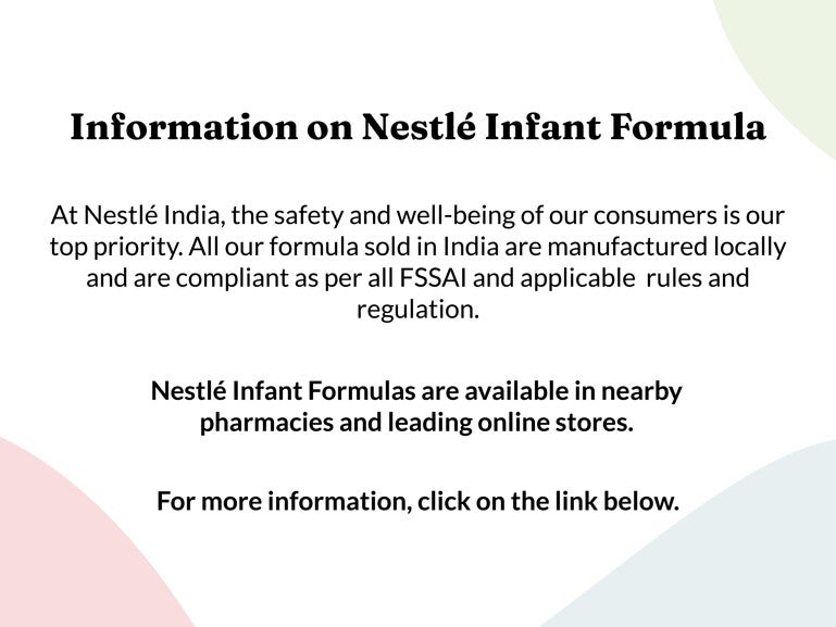 Information on Nestlé Infant Formula