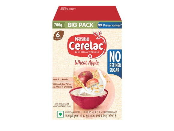 CERELAC Wheat Apple, No Refined Sugar, 700g FOP